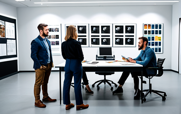 미디어 프로듀서와 영상 제작의 관계 - **

"A producer in a stylish business suit, sitting at a large desk covered in financial documents a...
