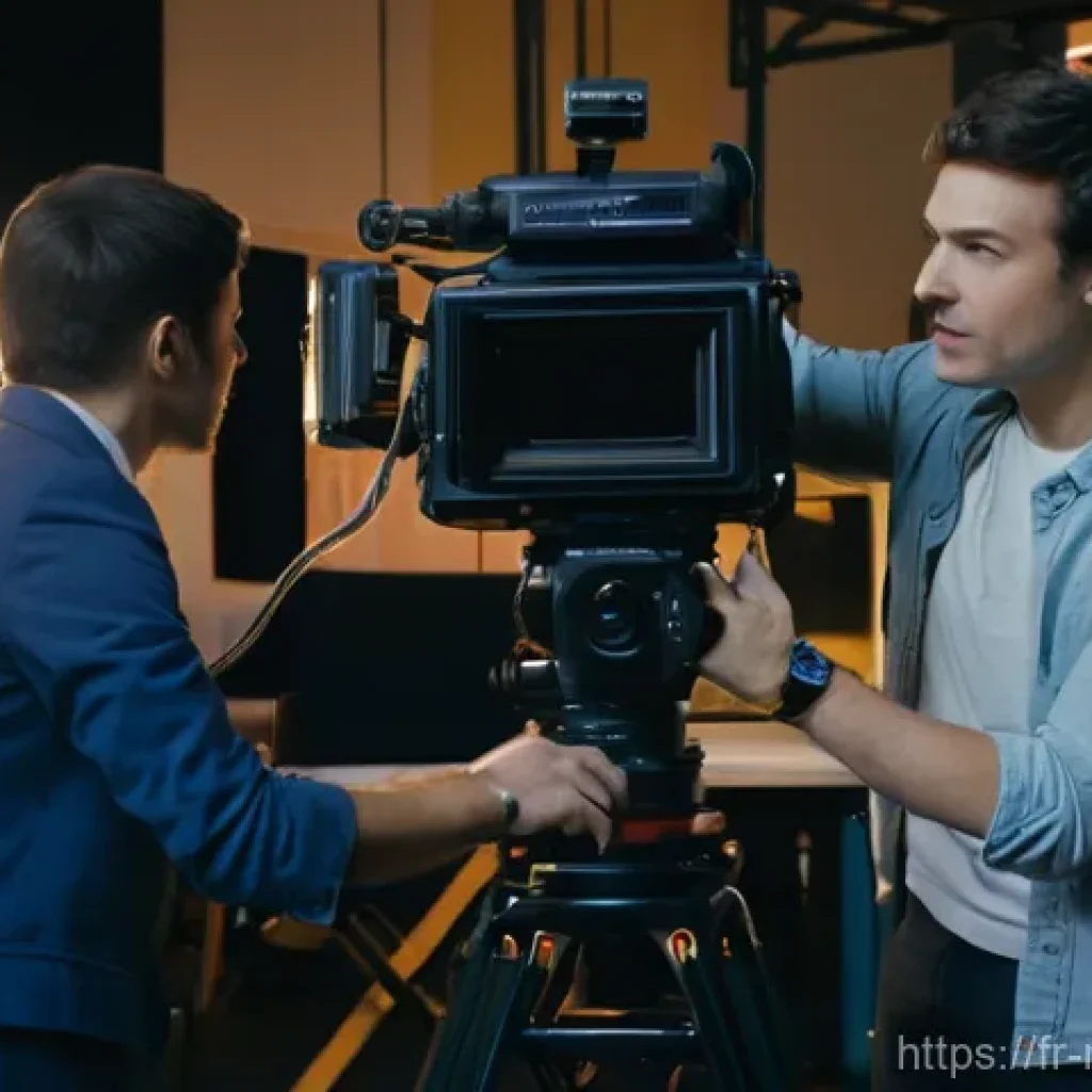 미디어 프로듀서 실무 강의 추천 - **A dynamic film production set in action, embodying "Practice is Our Best Ally."**
    An energetic...