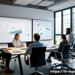 Home 17 미디어 프로듀서의 프로젝트 관리 노하우 - A professional media project team in a modern office setting, engaged in a focused brainstorming ses...