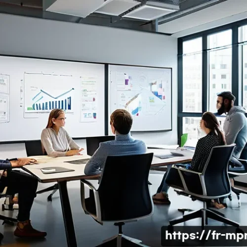 Home 11 미디어 프로듀서의 프로젝트 관리 노하우 - A professional media project team in a modern office setting, engaged in a focused brainstorming ses...